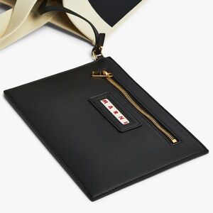 Marni Logo Detailed Detachable vegan leather zippered pouch